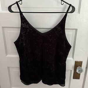 Black velvet and chiffon tank